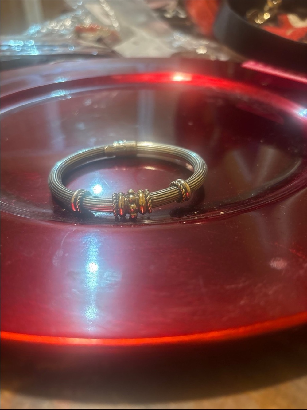 Sterling silver & 14k gold bangle